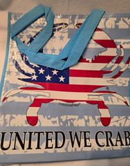 Outa Chesapeake Maryland Crab American Flag Blue reuseable shopping bag New