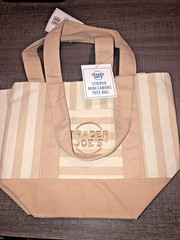 Trader Joe’s Limited Edt. 2026 Mini Stripe Canvas ToteBag Brown Color Stripe
