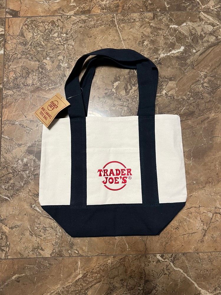 Trader Joe’s Mini Canvas Tote Bag NAVY BLUE