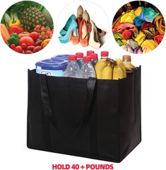 Set of 10 Reusable Grocery Bags Extra Large Foldable Heavy Duty Shopping Tote Pr