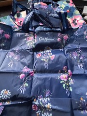 Cath Kidston Reusable Shopping Tote Bag and Foldable Bag, Floral Navy Set of 2