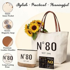 60th Gifts for , Gift Basket Set with Canvas Tote Bag & Makeup Bag, 1966 Birt…