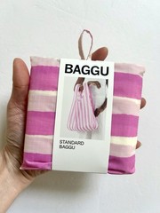 NEW! Baggu STANDARD BAG in “Pink Painted Stripe” Recyc. Nylon, SOLD OUT + RARE!