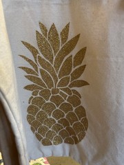 Canvas Reusable Tote Bag – Gold Glitter Pineapple Print – Handmade – 15” x 15”