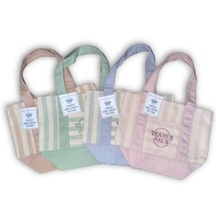 Trader Joe’s Mini Canvas Tote Bag Set Of 4 Pastel Pink Blue Green Brown Striped