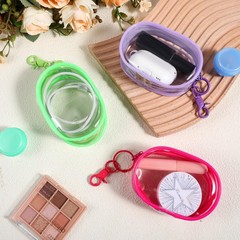 Qianyu Clear Mini Waterproof Zipper Makeup Bag Small Rose Red Green Purple