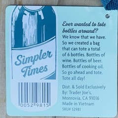 Trader Joe’s Market Reusable Bag 6 Bottle Beverage Tote **(2 Packs)
