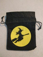 Felt Drawstring Halloween Candy bag Witch on broom 268298