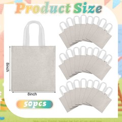 Moukeren 50 Pcs Mini Canvas Tote Bags Bulk 8 x 8 Inch DIY Small Blank Tote Ba…