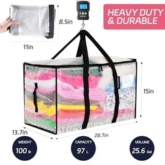 8 Pack 97L Extra Large 8 pack-97L Heavy Duty Tote Bags Transparent black edge