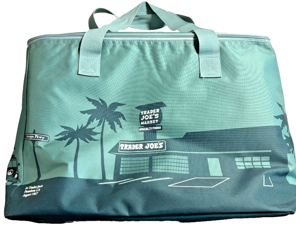 Trader Joe’s Large Teal Insulated Tote 8 Gallons Reusable Cooler Bag Beach