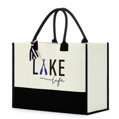 Lake House Gifts Tote Bag Handbag Women Lovers Travel Boat Fishing Shopping
