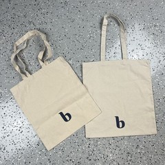 Brooklinen Unisex Tote Bag Grocery Travel Beige Logo 100% Cotton set of 2