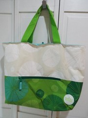 Whole Foods Market Bag Tan Green Aqua Large Canvas Cooler Insulated Bag HTF