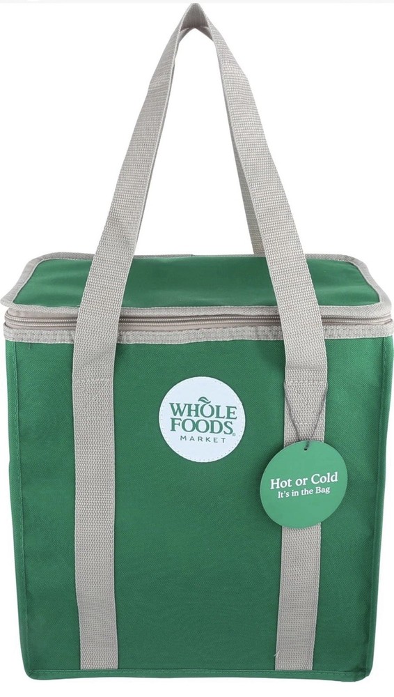 NWT WHOLE FOODS MARKET Reusable Insulated Cooler Green Shopping Bag