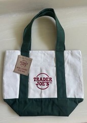 Trader Joe’s Mini Canvas Tote Bag GREEN • Grocery Shopper Bag • New With Tags