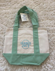BRAND NEW!! Trader Joe’s Mini Pastel Canvas Tote Bag, Green & Beige