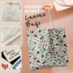 Retro Chinese Mahjong Tile Canvas Tote Bags for Women, Mahjong Gifts for Wome…
