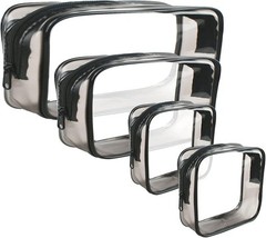 4 Pack Clear Cosmetic Bag for Travel – TSA Approved Toiletry Makeup Pouch -…