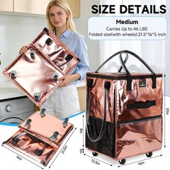 Reusable Grocery Bag On Wheels, 70L Foldable Shopping Cart with 6 Pockets & 3…