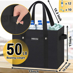 Reusable Grocery Bags 3 Pack – Heavy Duty Reusable Shopping Bags with Hard Botto
