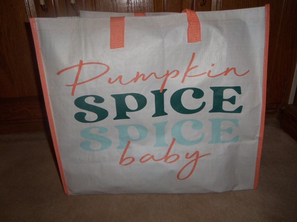 NEW, PUMPKIN SPICE BABY Reusable Grocery or Shopping Bag Tote, 20.5″ X 17