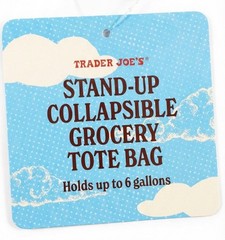 Great 🎁 Gift! Trader Joe’s Stand Up Collapsible Grocery Tote Bag 10x15X 11in