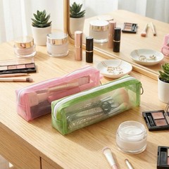 ADLABLD 4Pcs Mesh Makeup Brush Bag, Multi-use Travel Bags, Pink