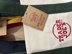Trader Joe’s Mini Canvas Tote Bag Set of 4 Foldable Multicolor Cotton Polyester