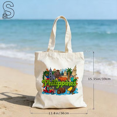 Tote Shopping Bag Philippine Cultural Illustration Print Polyester Canvas sale