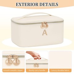 OCHEAL Personalized Makeup Bag, Beige Make up Bag for Women,