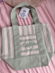 Trader Joe’s Mini Tote Bag Set of 8 Spring Pastel + Striped Mini Canvas Bags NEW