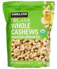 Kirkland Signatures Organic Whole Cashews Unsalted Unroasted 40 oz