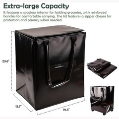 Reusable Grocery Bag on Wheels, Extended Handle Zipper Cover Foldable Rolling…