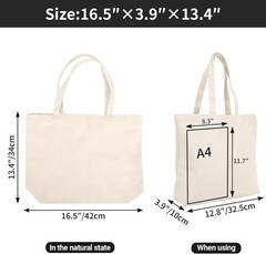 Canvas Tote Bag, 6 Pack Cotton Heavy Duty Handy Reusable Washable Grocery Sho…