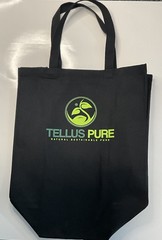 TellusPure Medium Black Canvas Reusable Grocery Shopping Bag Beach Tote Durable