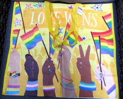 Set of 2 Large 18″ X 18″ Pride Tote / Shopping Bag “Love Wins” NWT