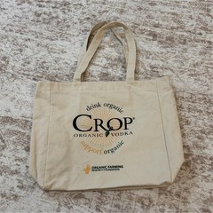 Crop Organic Vodka Beige Logo Canvas Tote Bag Reusable Shopping 18x12x6 in