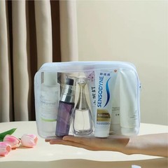 Enorteen 6 Pack Clear PVC Zippered Travel Cosmetic & Toiletry Organizer White