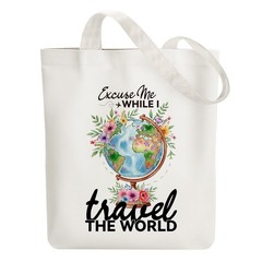 Durable ANATTASOUL Women’s Canvas Tote: Globe Floral, Zip Pockets, Versatile
