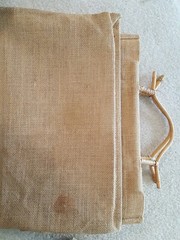VTG Burlap Jute Satchel-Bag-Tote with Bamboo Handles
