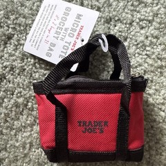 Trader Joe’s Black Micro Tote With Grocery Bag 2 In 1 Mini RARE BLK RED NEW