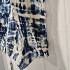 Handmade Abstract Pattern Fabric Reusable Tote Bag Medium Blue Beige Two-Piece