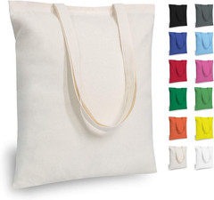 12-Pack Economical 16″X15″ Cotton Tote Bags, Lightweight Medium Reusable Grocery