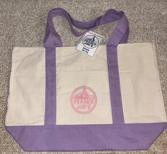 NWT Trader Joes Reusable Large Tote Bag Embroidered 21 x 14 Purple