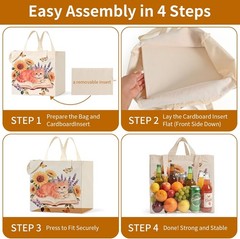 Large Canvas Grocery Tote Bag 1 3 Pack Heavy Duty Cotton Canvas Totes Washable 2