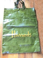 Estate GUC vtg 90s HARRODS  London England UK /coated fabric SHOPPING TOTE BAG
