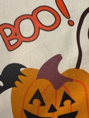Lot Of 5 Halloween Canves Tote Bags Graphic Print Large
