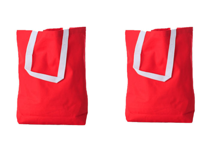 Qty 2 Strong Reusable Grocery Shopping Bag Red Reinforced Cotton Large Medium