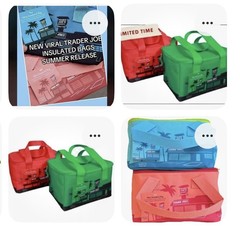 Trader Joe’s Mini Insulated Tote Bag Bundle 4 Colors Peach Sea Blue Green Red🛍️